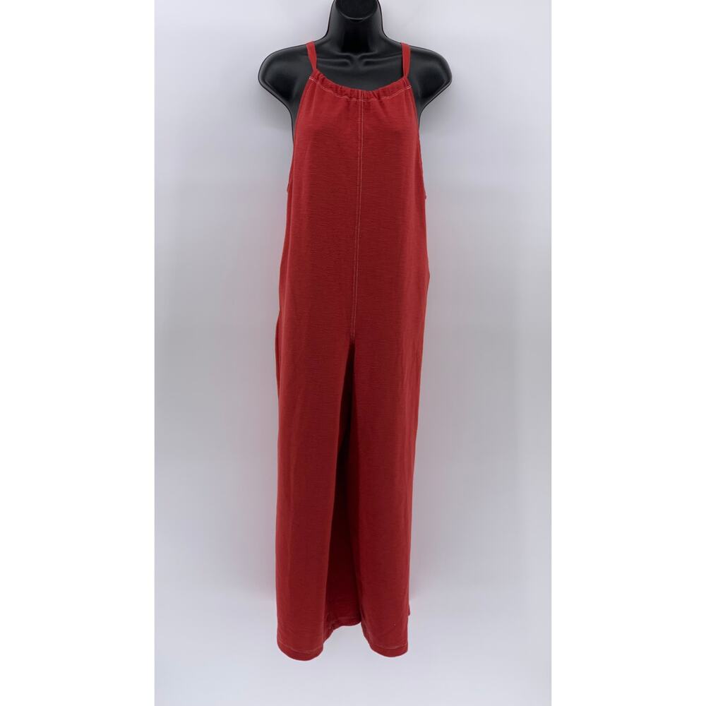 FREAKS STORE Women's Red Textured Sleeveless Halter Tie-Back Jumpsuit SZ M/L